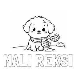 Online izdelana pobarvanka - Pobarvanka imena MALI REKSI in pobarvanka prikupnega psička