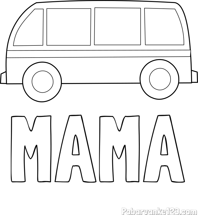Pobarvanka imena MAMA in avtobus