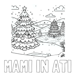Online izdelana pobarvanka - Pobarvanka imena MAMI IN ATI in pobarvanka božične smrečice v naravi