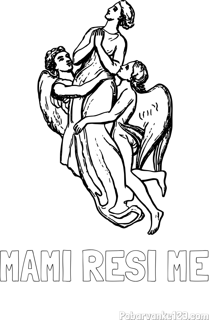 Pobarvanka imena MAMI REŠI ME in rojen z angeli