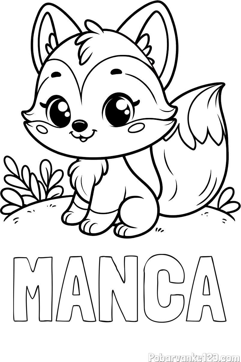 Pobarvanka imena MANCA in pobarvanka lisičke