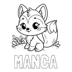Pobarvanka imena MANCA in pobarvanka lisičke