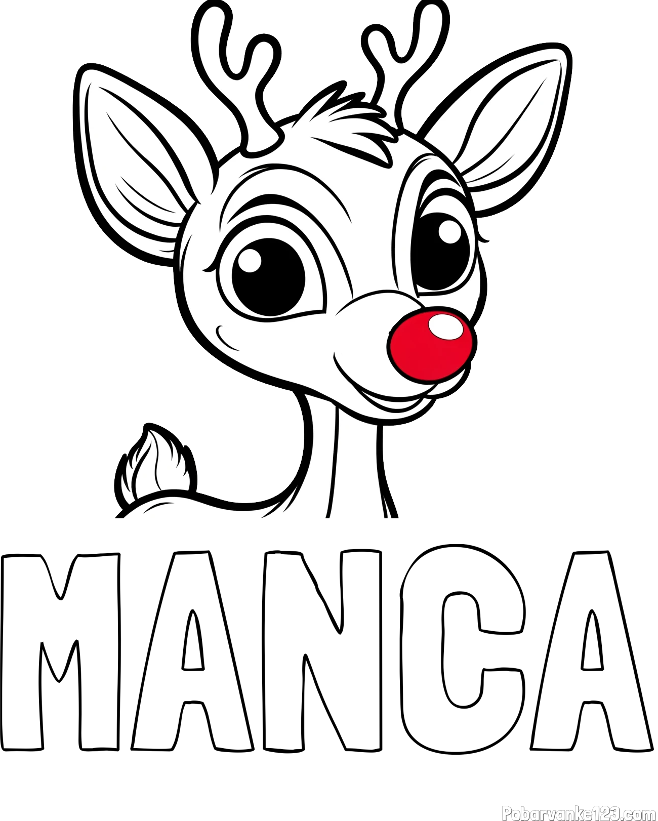 Pobarvanka imena MANCA in pobarvanka ljubkega jelenčka Rudolfa
