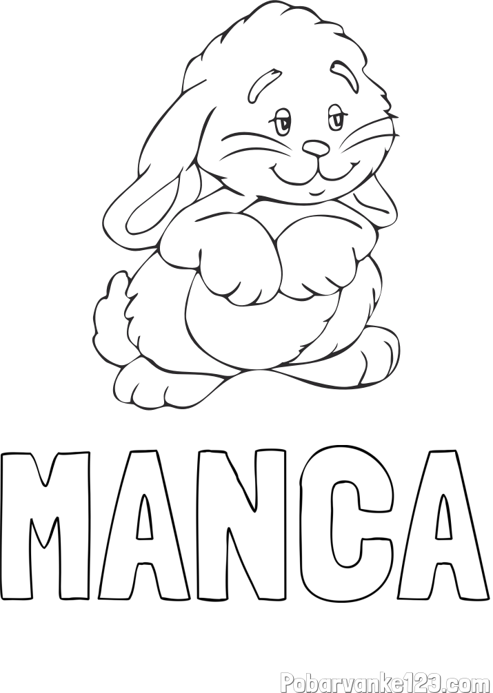 Pobarvanka imena MANCA in pobarvanka zajčka