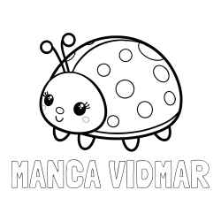 Online izdelana pobarvanka - Pobarvanka imena MANCA VIDMAR in pobarvanka ljubke pikapolonice