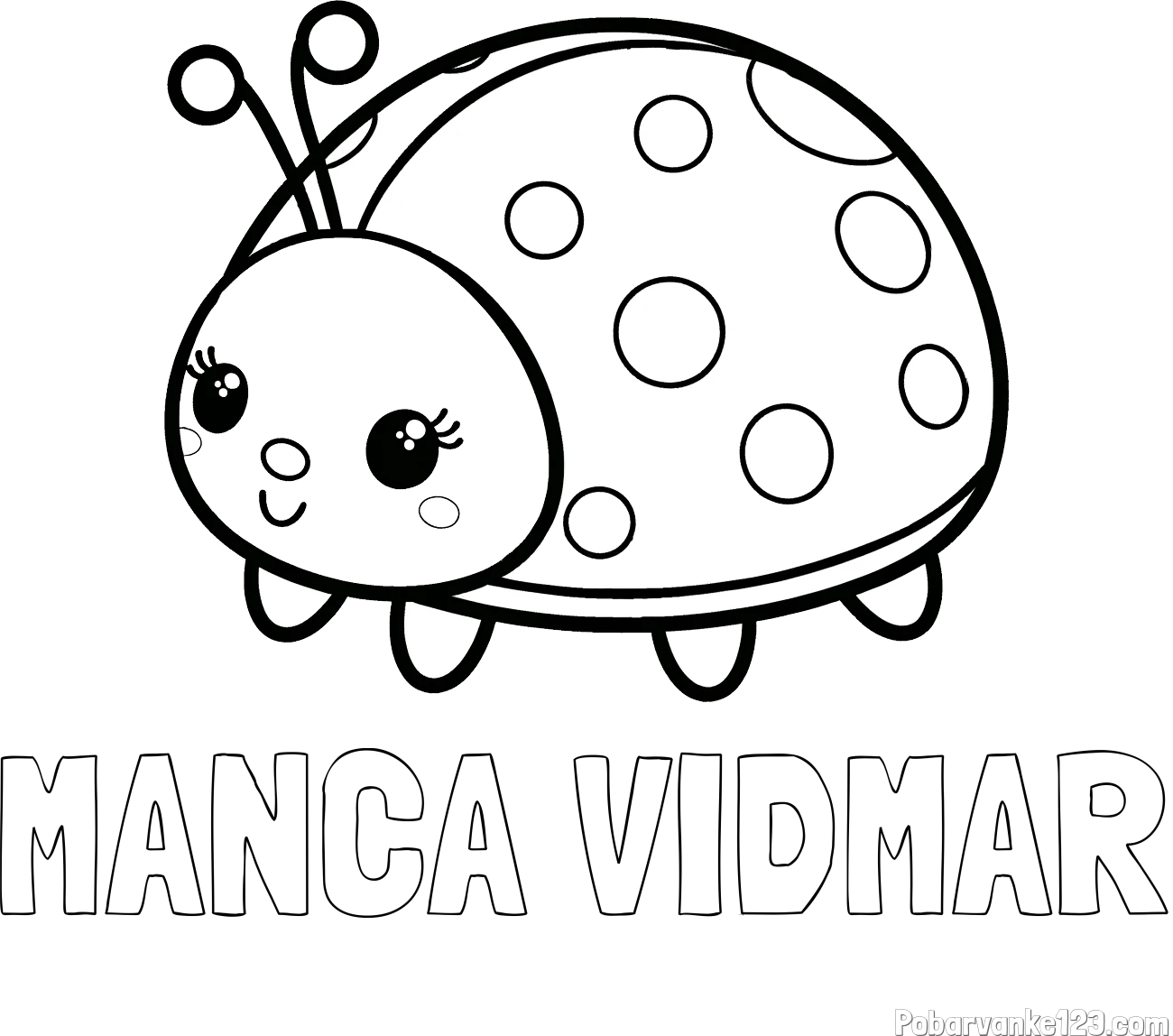 Pobarvanka imena MANCA VIDMAR in pobarvanka ljubke pikapolonice