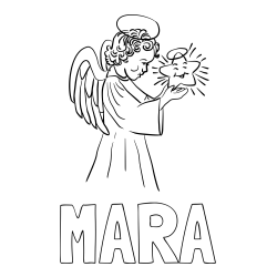 Online izdelana pobarvanka - Pobarvanka imena MARA in pobarvanka angela z zvezdo