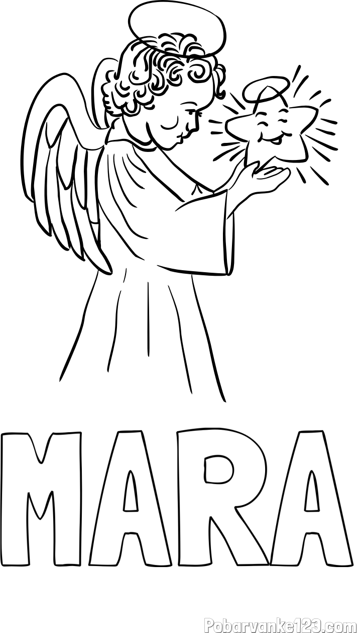 Pobarvanka imena MARA in pobarvanka angela z zvezdo