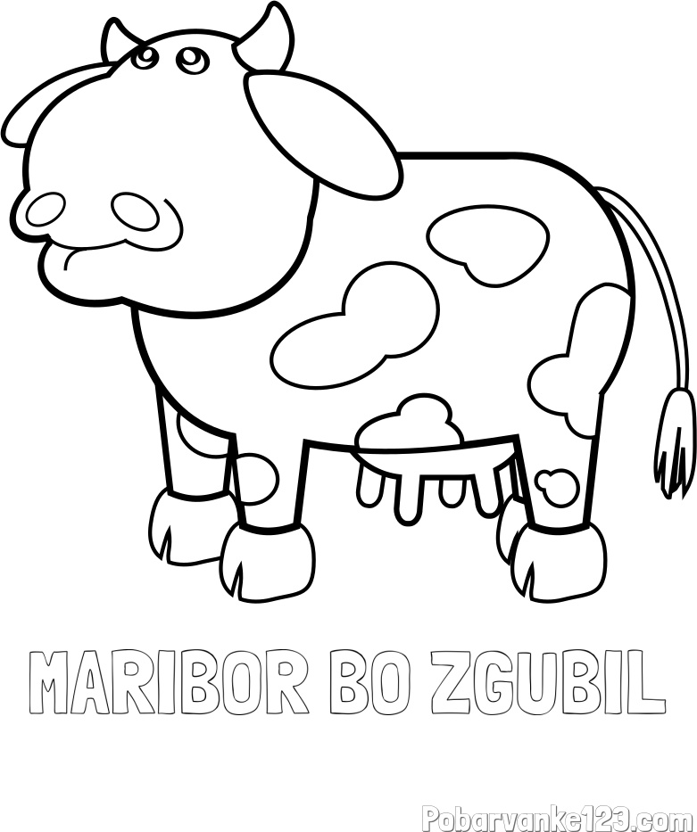 Pobarvanka imena MARIBOR BO ZGUBIL in otroška pobarvanka smešne krave