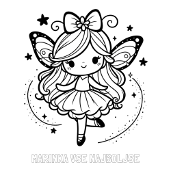 Online izdelana pobarvanka - Pobarvanka imena MARINKA VSE NAJBOLJŠE in ljubka čarobna vila