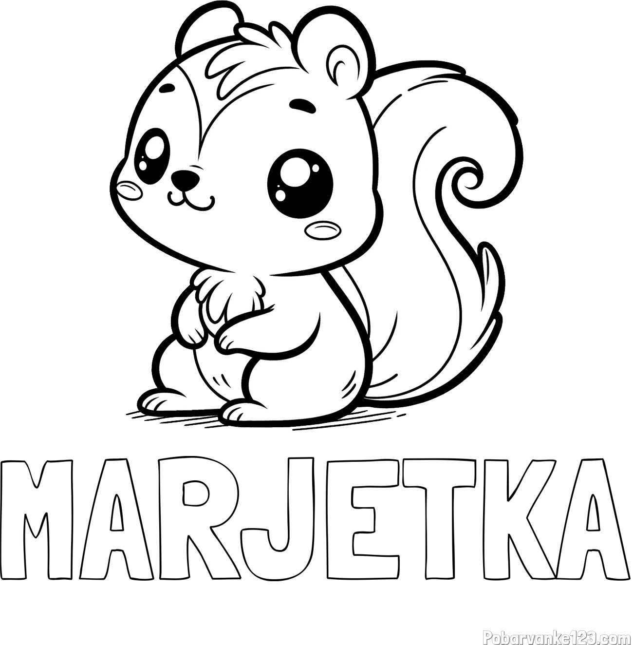 Pobarvanka imena MARJETKA in pobarvanka veverice