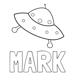 Online izdelana pobarvanka - Pobarvanka imena MARK in otroška pobarvanka vesoljskega plovila