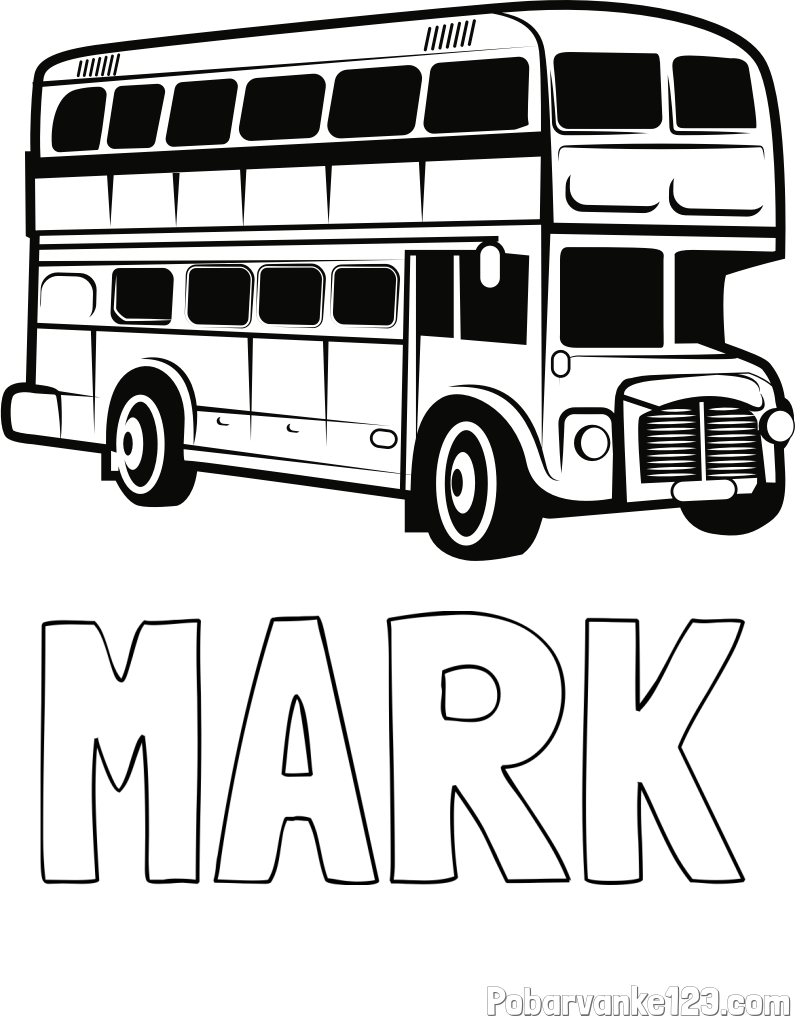 Pobarvanka imena MARK in pobarvanka dvonadstropnega avtobusa