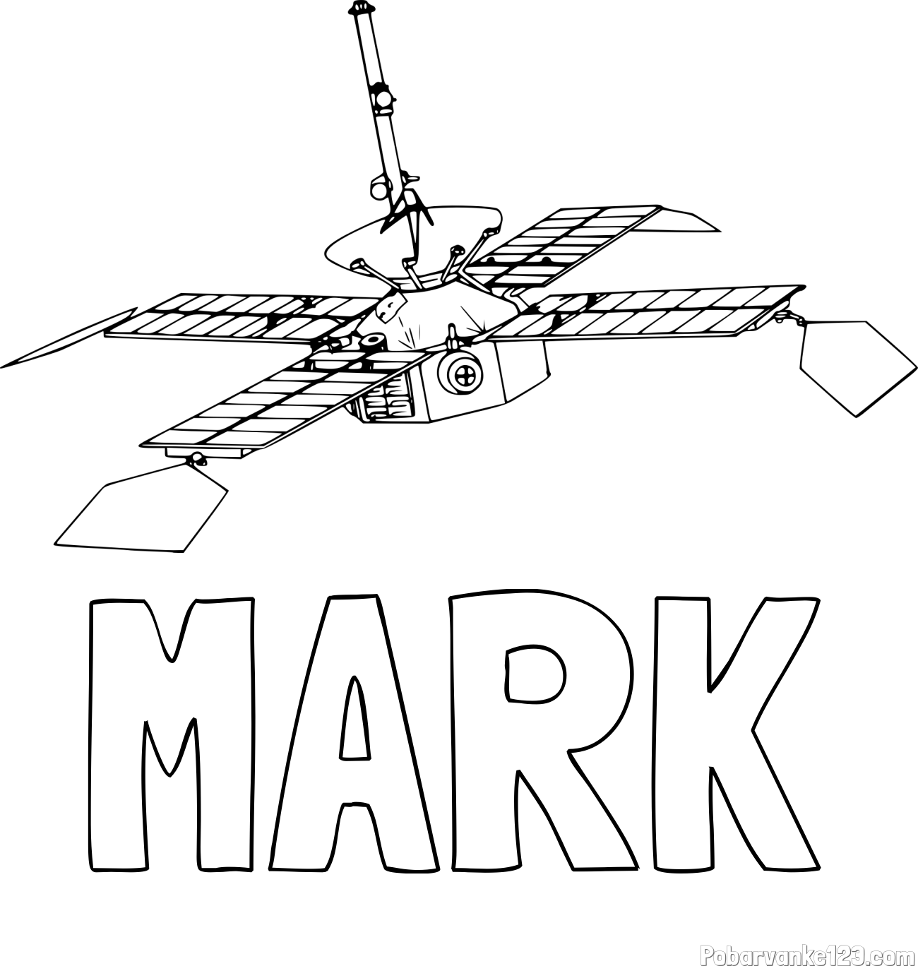 Pobarvanka imena MARK in pobarvanka NASA vesoljskega sonde iz leta 1960