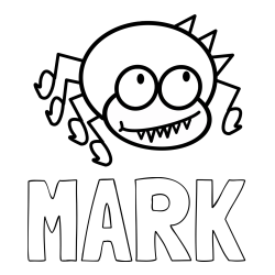 Online izdelana pobarvanka - Pobarvanka imena MARK in pobarvanka smešnega pajka