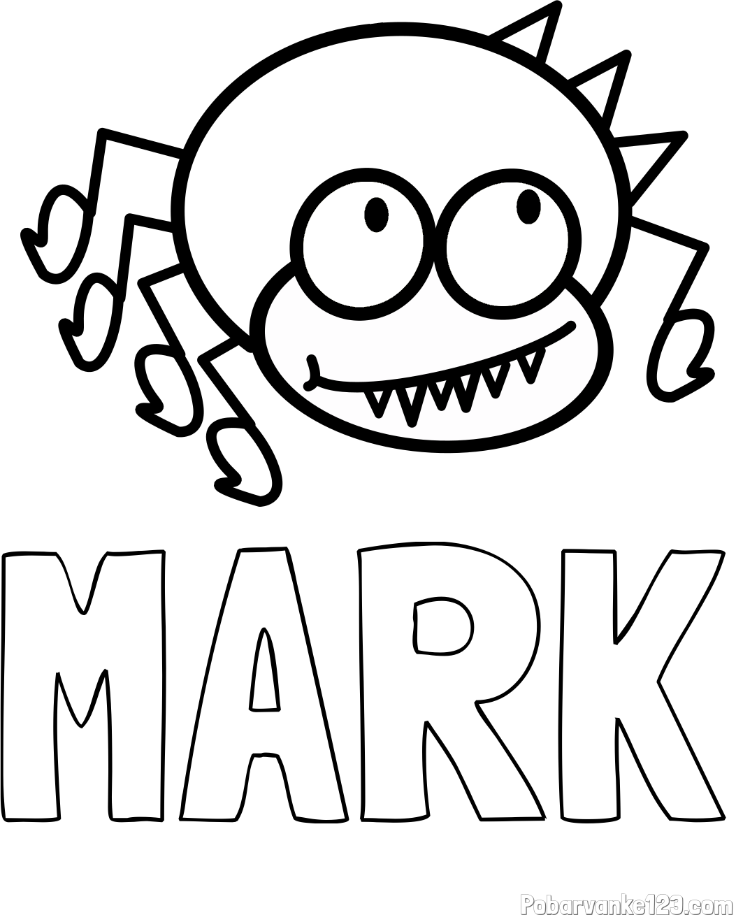 Pobarvanka imena MARK in pobarvanka smešnega pajka