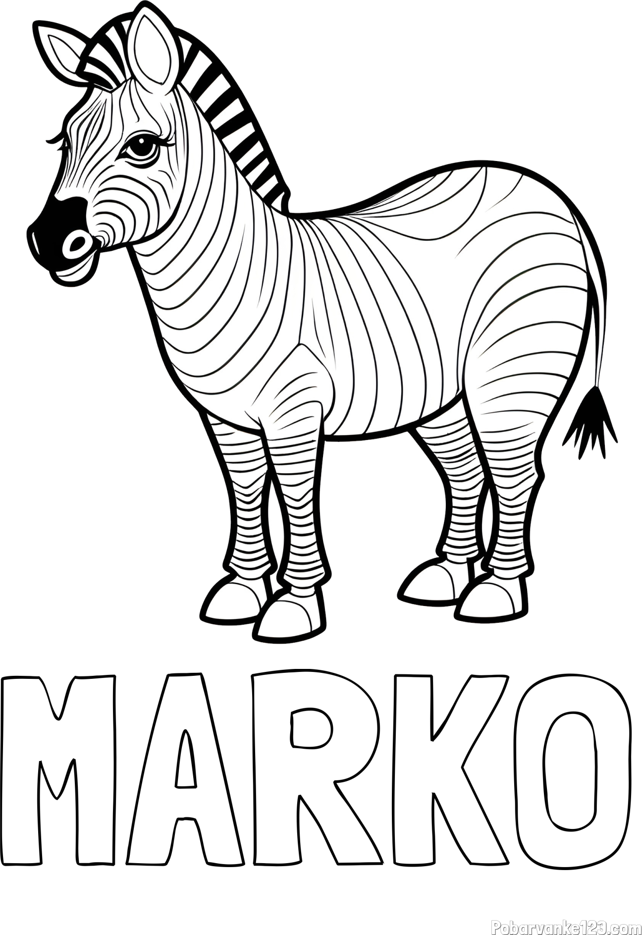 Pobarvanka imena MARKO in pobarvanka ljubke zebre