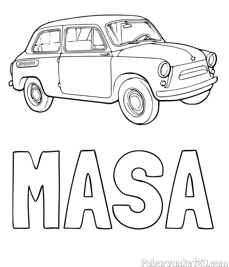 Pobarvanka imena MAŠA in pobarvanka fička