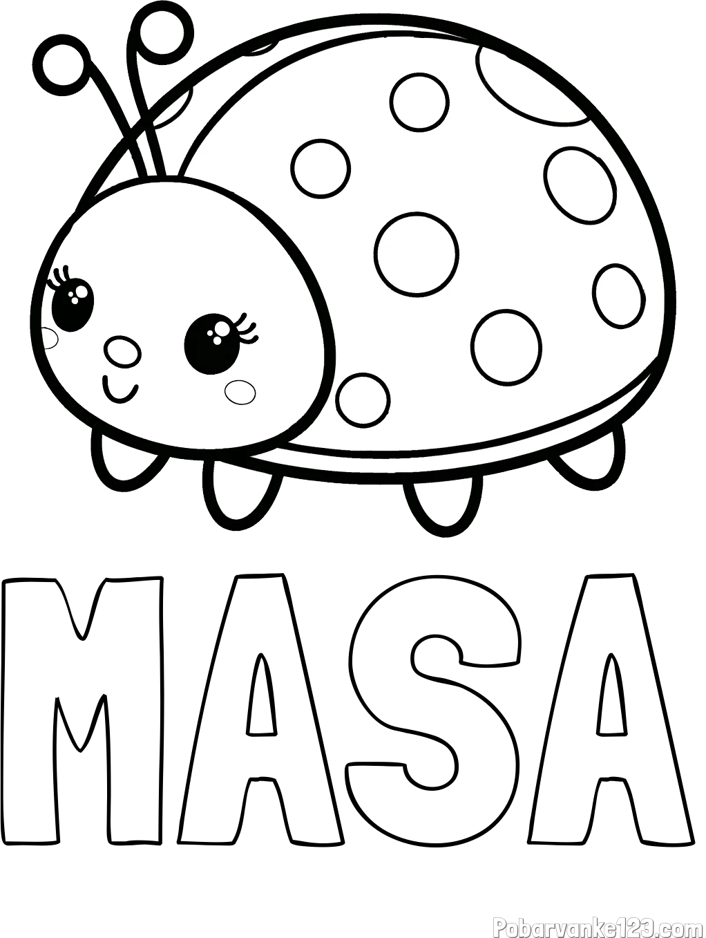 Pobarvanka imena MAŠA in pobarvanka ljubke pikapolonice