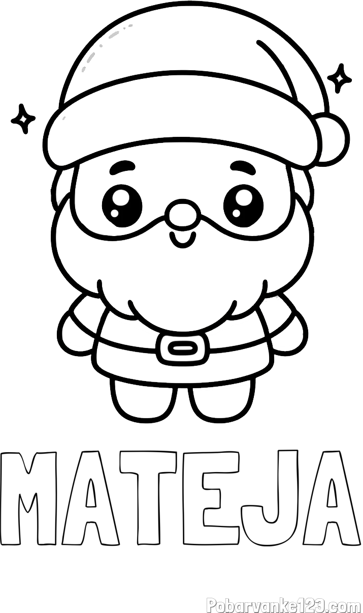 Pobarvanka imena MATEJA in enostavna otroška pobarvanka Božička