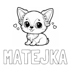 Online izdelana pobarvanka - Pobarvanka imena MATEJKA in pobarvanka čivave