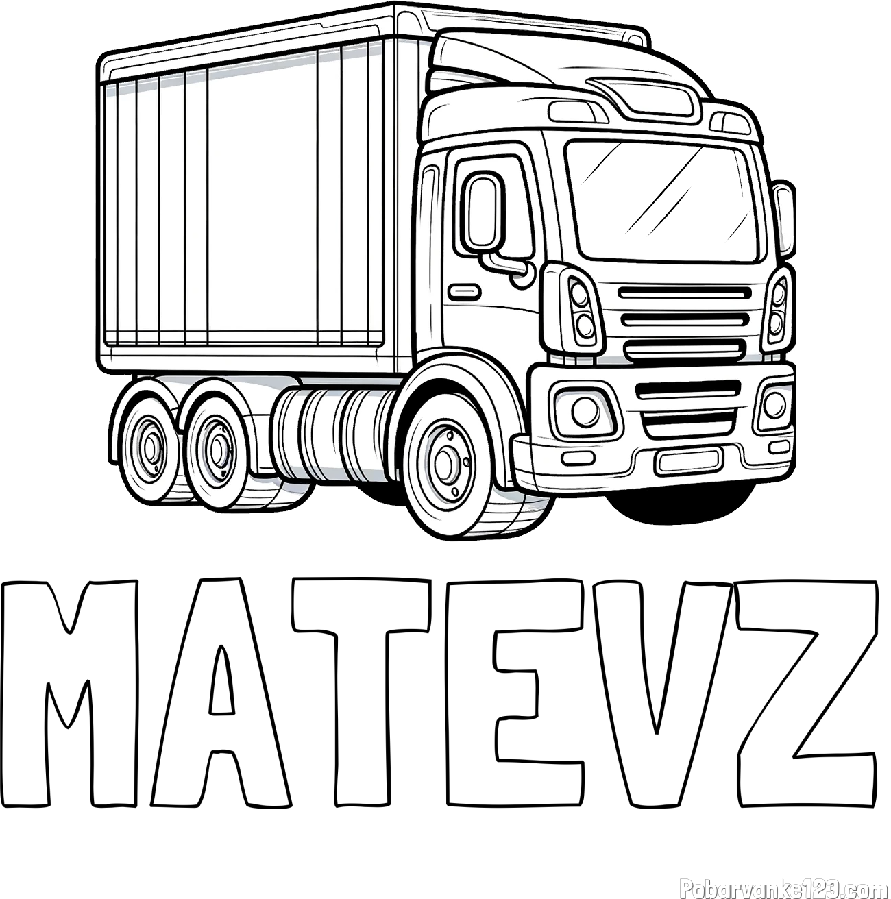 Pobarvanka imena MATEVŽ in pobarvanka velikega tovornjaka