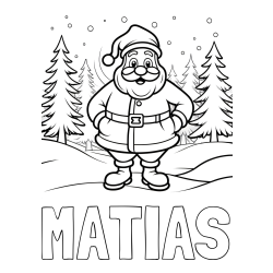 Online izdelana pobarvanka - Pobarvanka imena MATIAS in pobarvanka Božička v gozdu