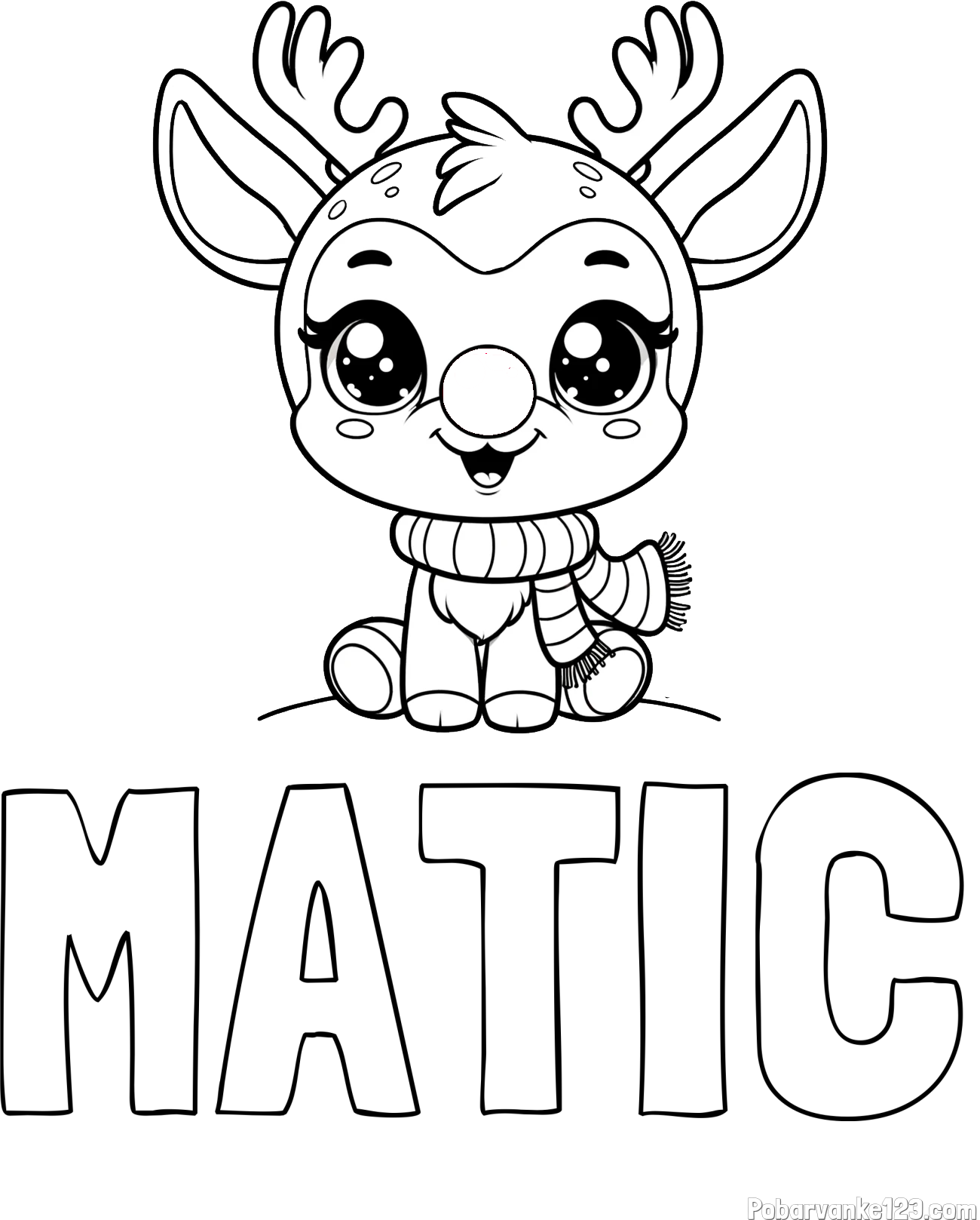 Pobarvanka imena MATIC in otroška pobarvanka jelenčka Rudolfa s šalom okoli vratu