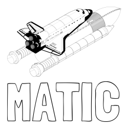 Online izdelana pobarvanka - Pobarvanka imena MATIC in pobarvanka vesoljskega plovila Space Shuttle Discovery 3 v letu