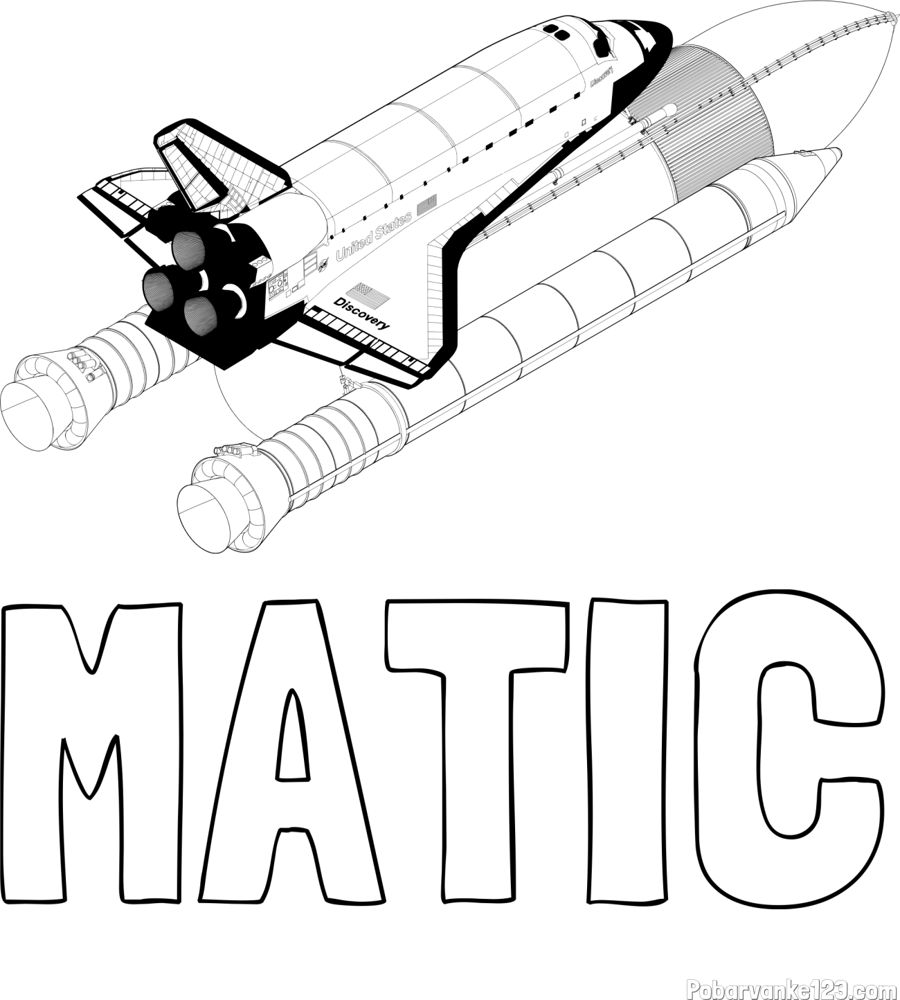 Pobarvanka imena MATIC in pobarvanka vesoljskega plovila Space Shuttle Discovery 3 v letu