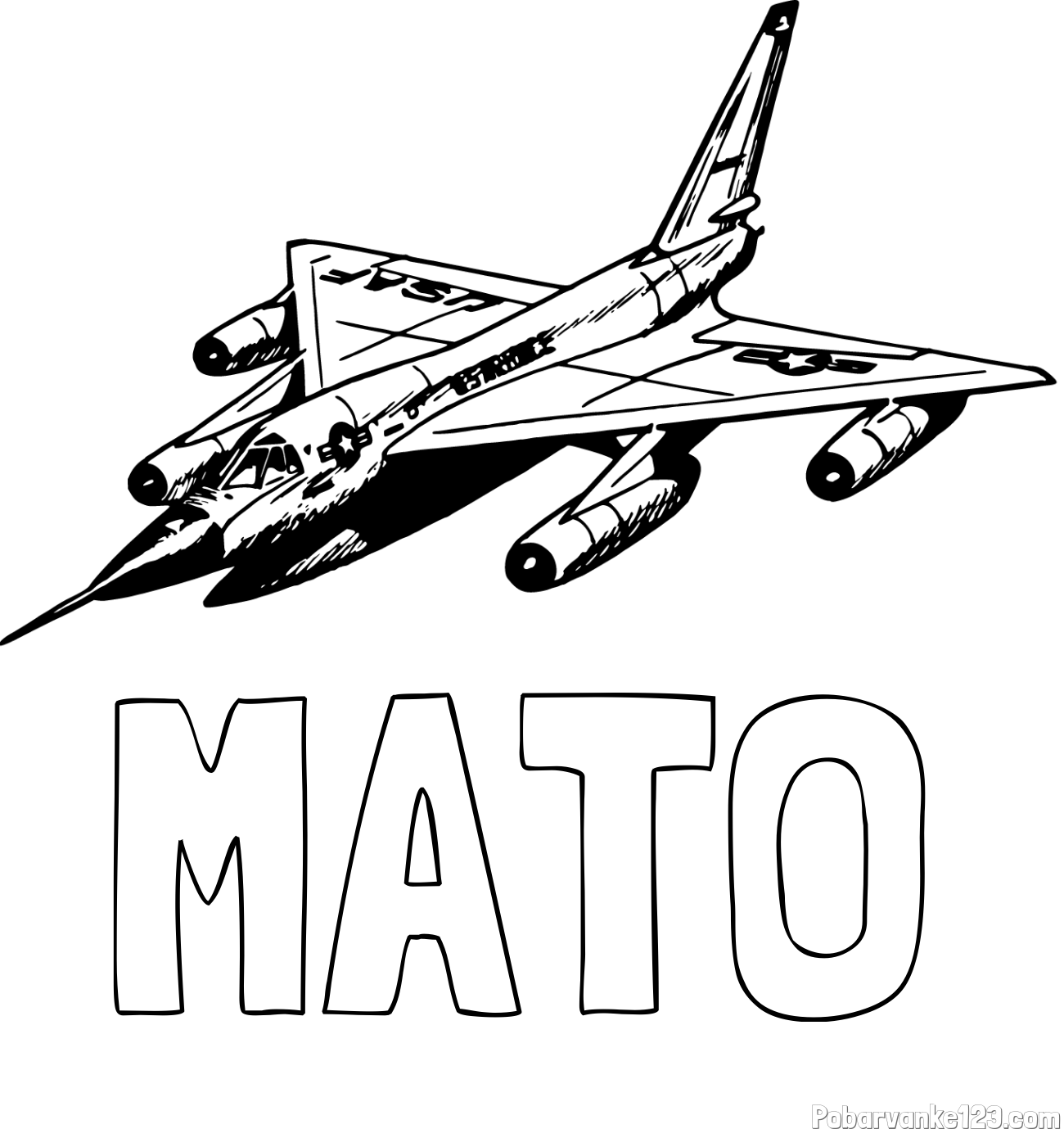 Pobarvanka imena MATO in pobarvanka vojaškega lovca