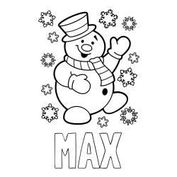 Online izdelana pobarvanka - Pobarvanka imena MAX in pobarvanka veselega snežaka