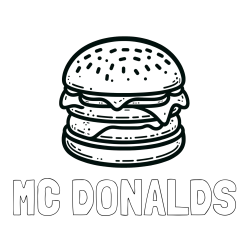 Online izdelana pobarvanka - Pobarvanka imena MC DONALDS in preprosta pobarvanka hamburgerja