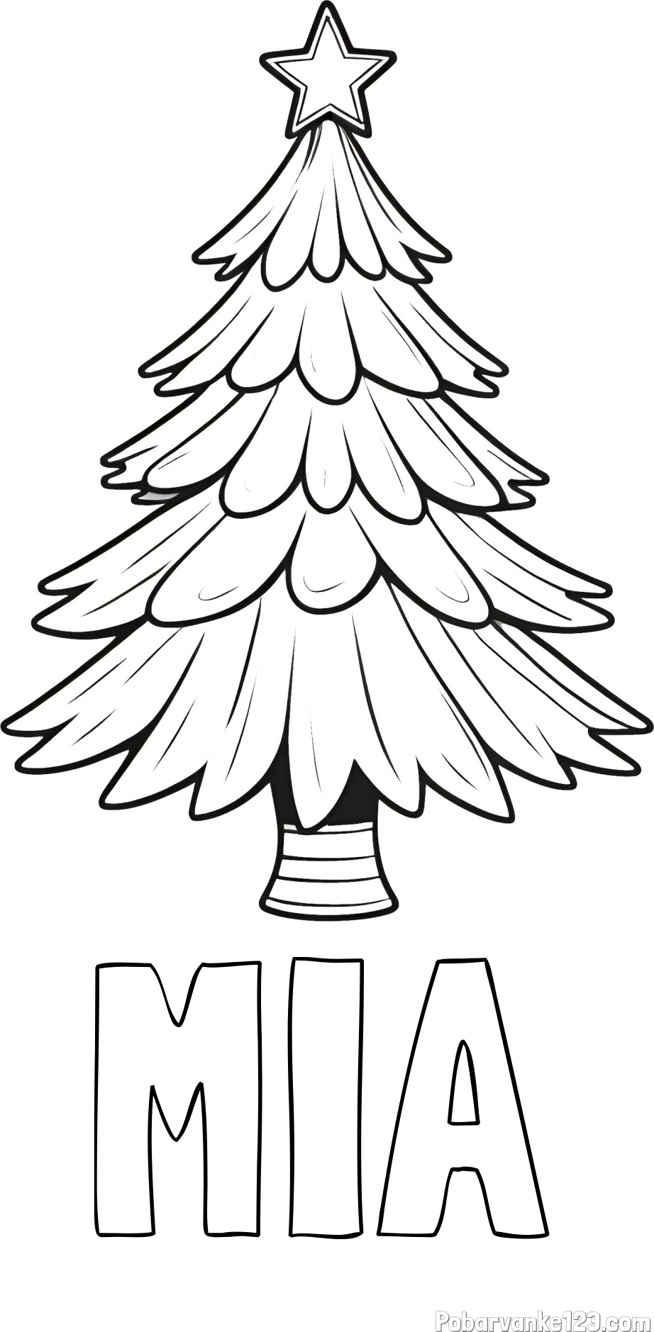 Pobarvanka imena MIA in pobarvanka božične smreke z zvezdo