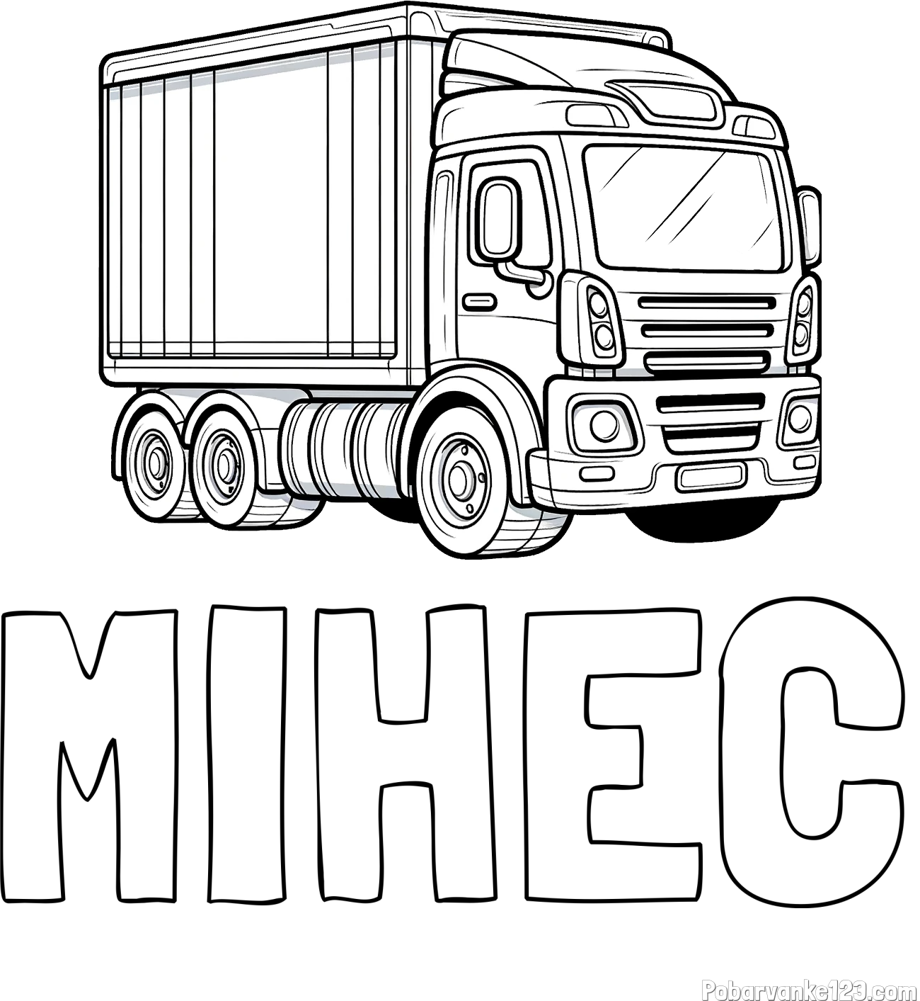 Pobarvanka imena MIHEC in pobarvanka velikega tovornjaka