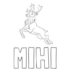 Online izdelana pobarvanka - Pobarvanka imena MIHI in pobarvanka jelenčka Rudolfa