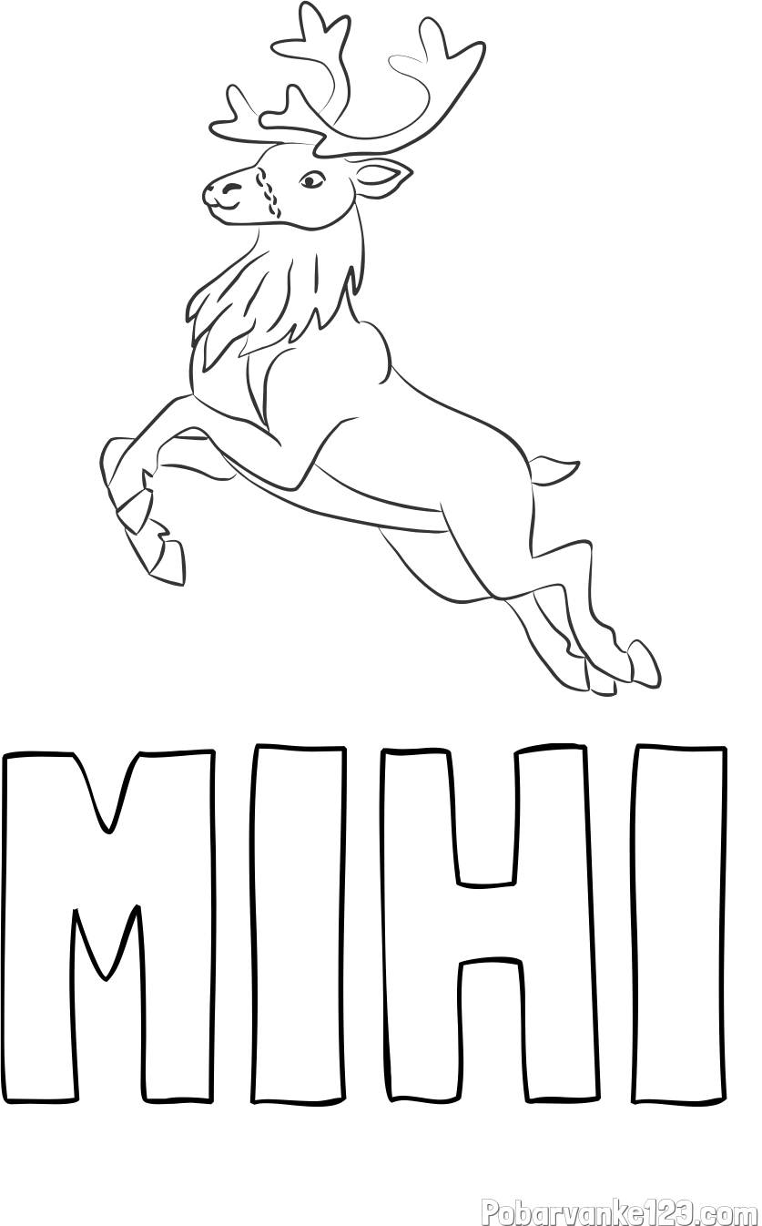 Pobarvanka imena MIHI in pobarvanka jelenčka Rudolfa