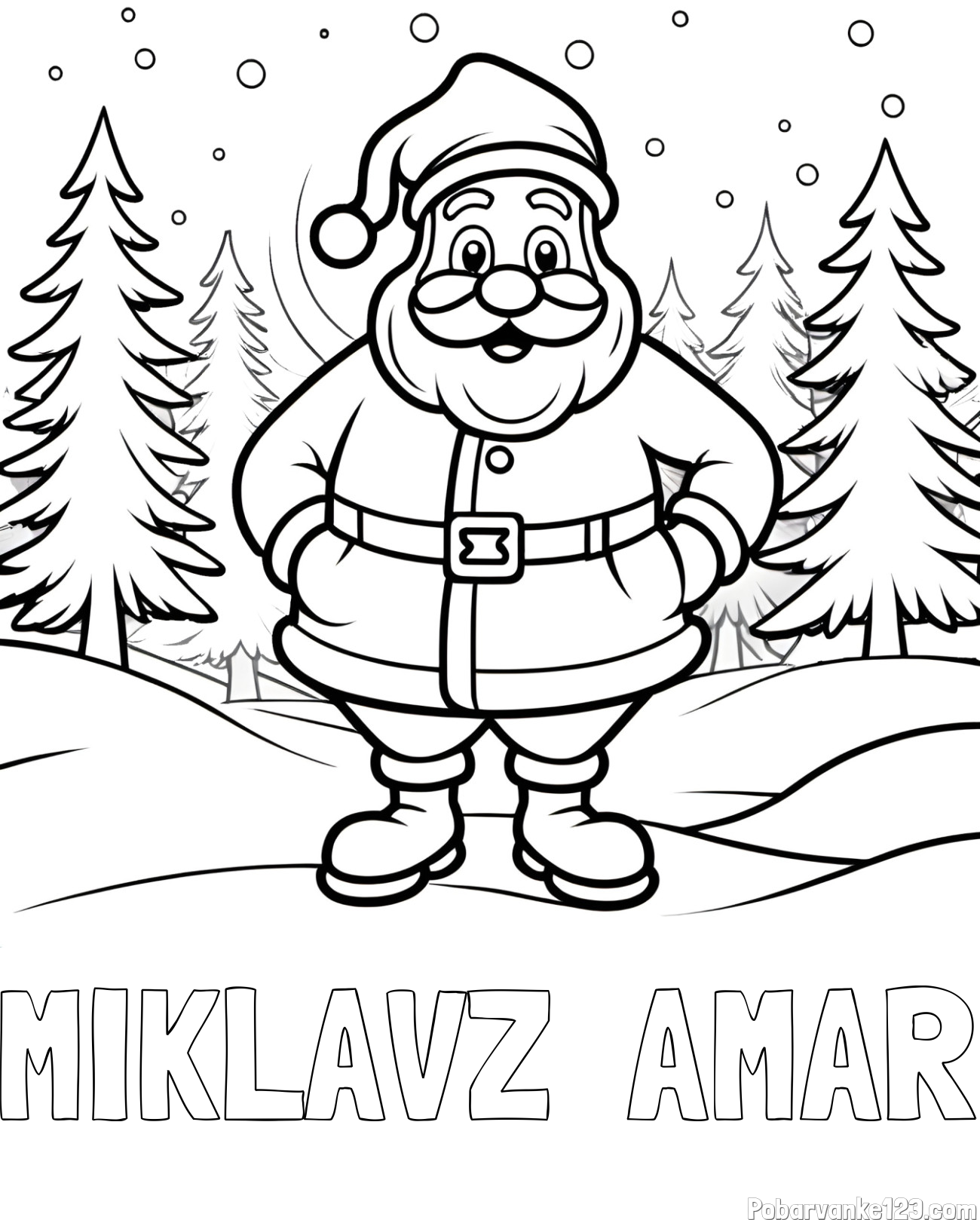 Pobarvanka imena MIKLAVŽ  AMAR in pobarvanka Božička v gozdu