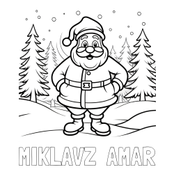 Online izdelana pobarvanka - Pobarvanka imena MIKLAVŽ  AMAR in pobarvanka Božička v gozdu
