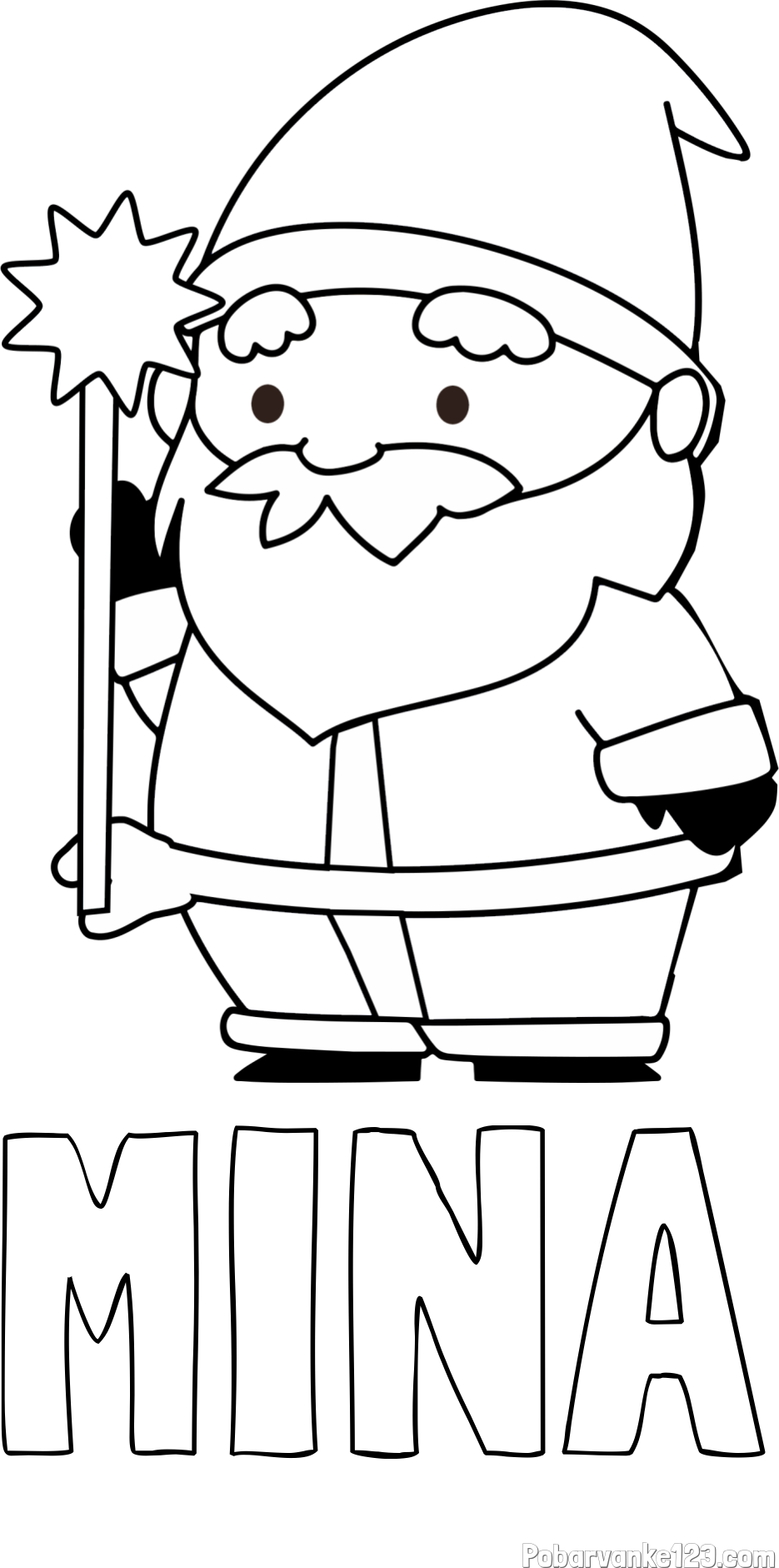 Pobarvanka imena MINA in dedek Mraz