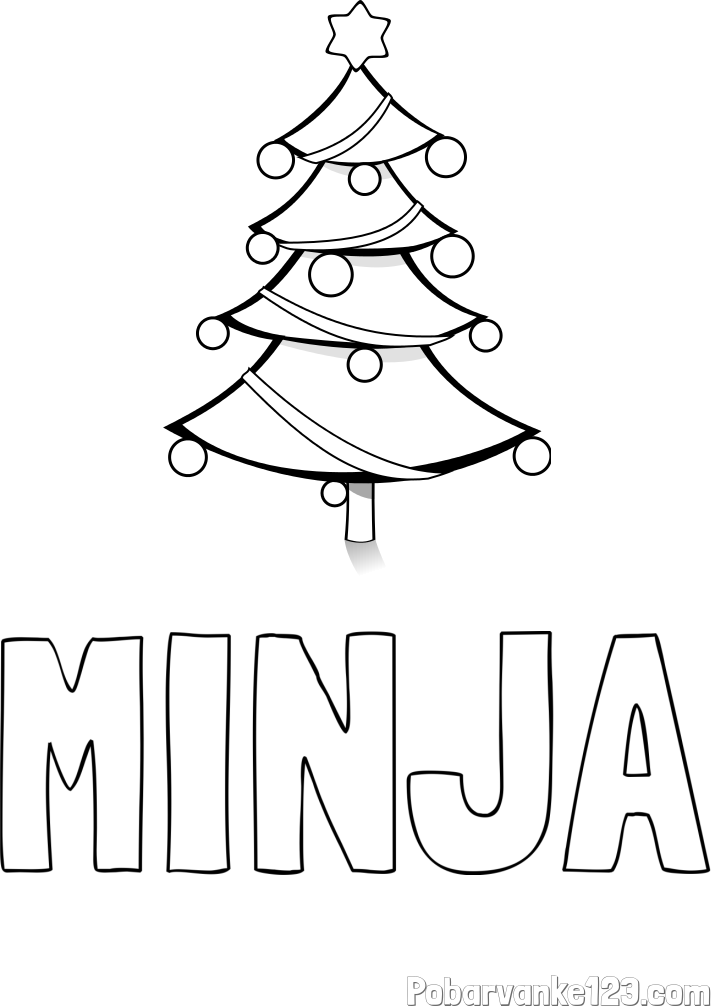 Pobarvanka imena MINJA in božična smreka