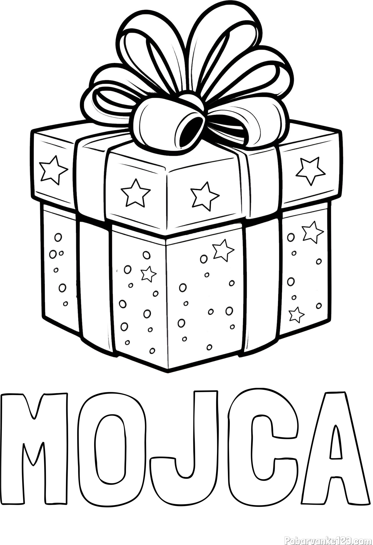 Pobarvanka imena MOJCA in pobarvanka božičnega darila