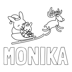 Online izdelana pobarvanka - Pobarvanka imena MONIKA in božične sani