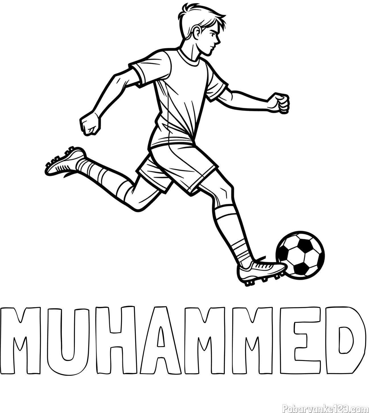 Pobarvanka imena MUHAMMED in pobarvanka nogometaša v napadu