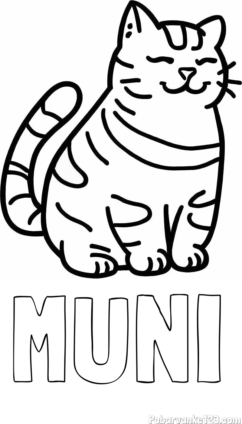 Pobarvanka imena MUNI in pobarvanka debelušne mačke
