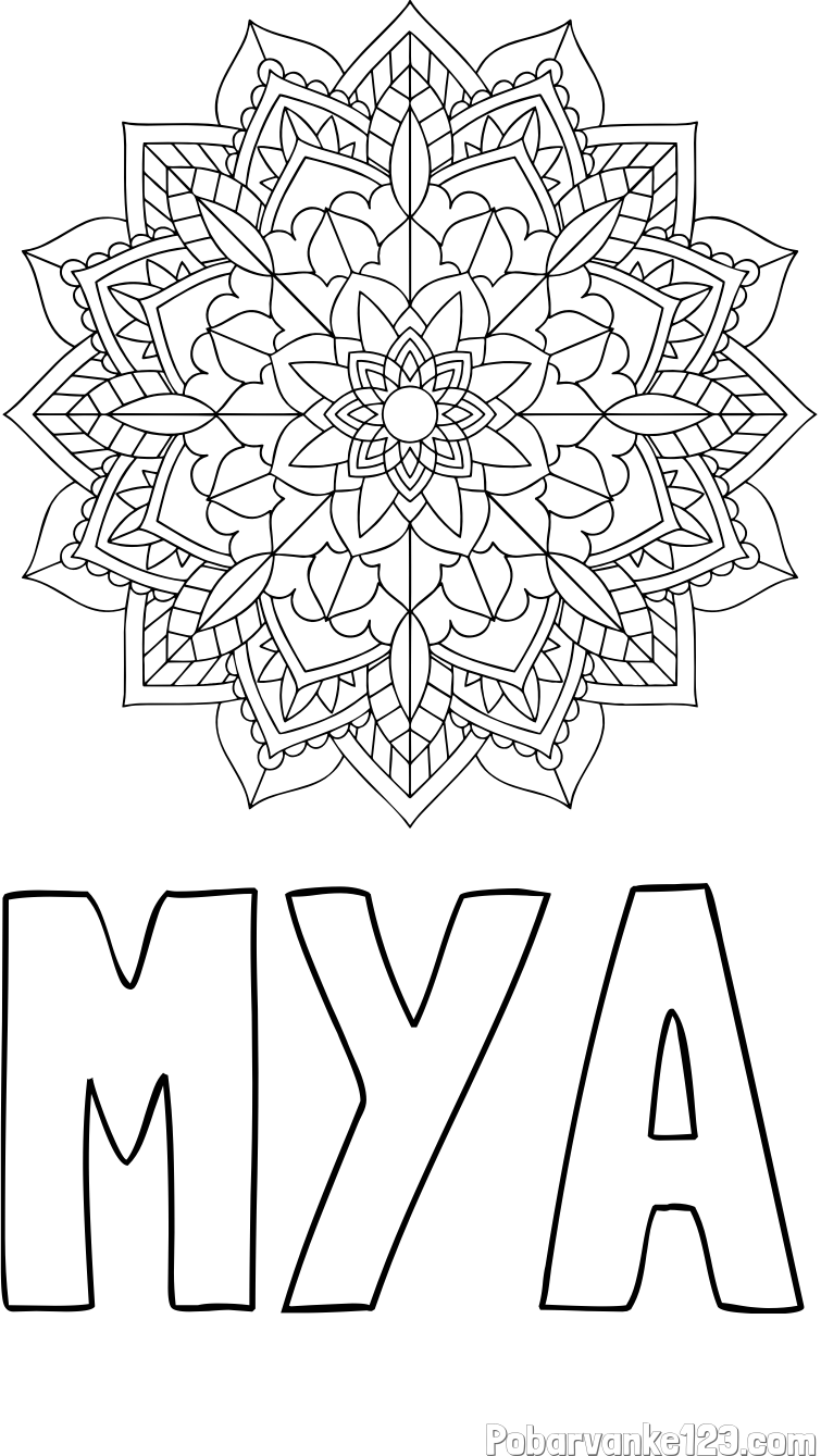 Pobarvanka imena MYA in Čudovita pobarvanka mendale