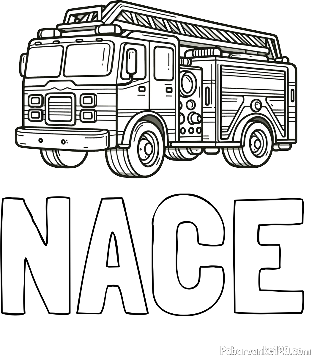 Pobarvanka imena NACE in pobarvanka gasilskega avta z veliko podrobnostmi
