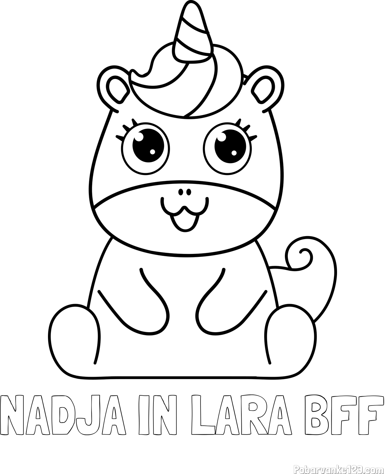 Pobarvanka imena NADJA IN LARA BFF in pobarvanka čudovitega samoroga Unicorn