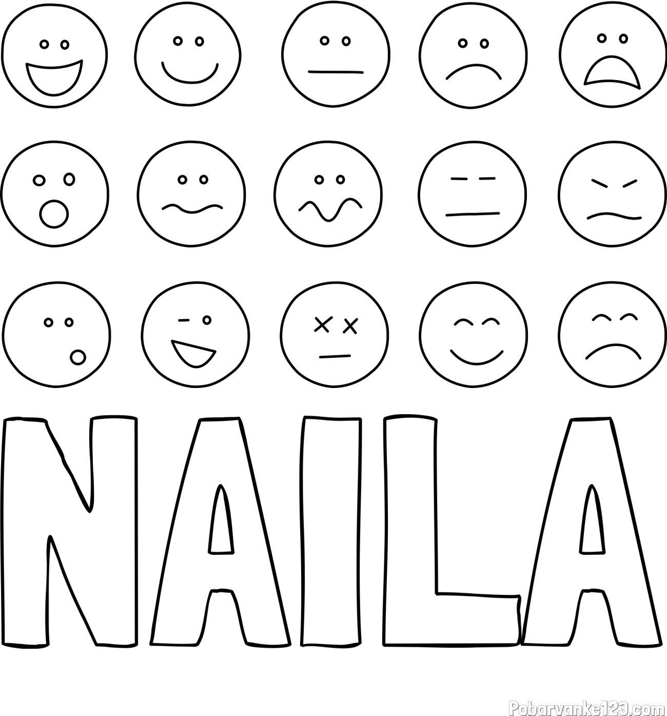 Pobarvanka imena NAILA in pobarvanka smeškov