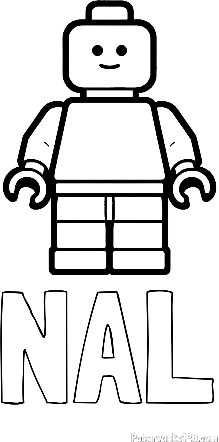 Pobarvanka imena NAL in pobarvanka LEGO figurice fanta